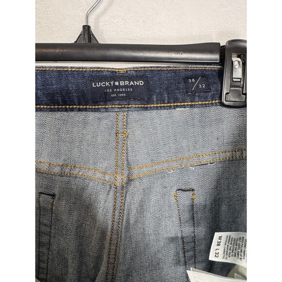 Lucky Brand 121 Slim Straight Jeans Mens 38x32 Blue Denim Dark Wash Stretch - Picture 4 of 11